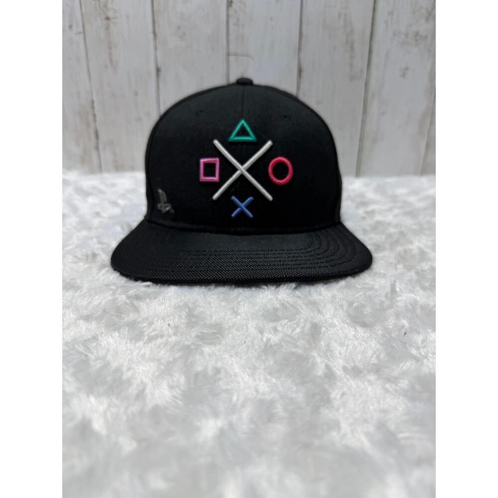 PlayStation PS Logo Snapback Hat Black One Size Adjustable Gaming Cap
